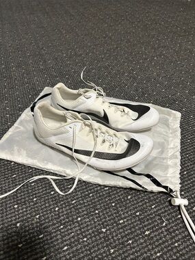 Nike White and Black Running Spikes with Swoosh (needs spikes for it)